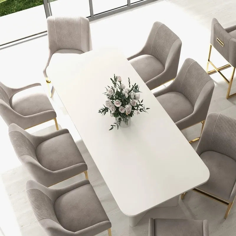 Sedia da pranzo in velluto contemporaneo SEYNAR con gambe in metallo, set da 6