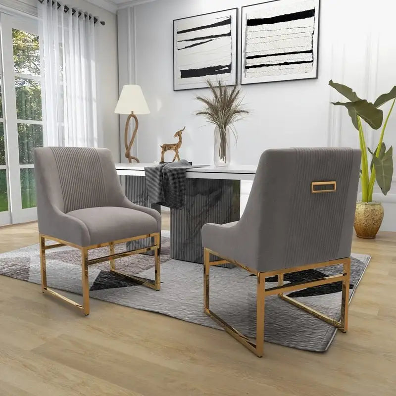 Sedia da pranzo in velluto contemporaneo SEYNAR con gambe in metallo, set da 6