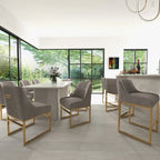 Sedia da pranzo in velluto contemporaneo SEYNAR con gambe in metallo, set da 6