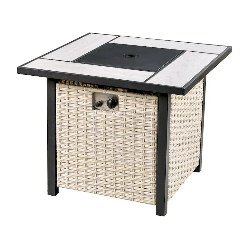 HOOOWOOO Set da conversazione in rattan per esterni da 5 pezzi con tavolo braciere