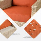 HOOOWOOO Set da conversazione in rattan per esterni da 5 pezzi con tavolo braciere