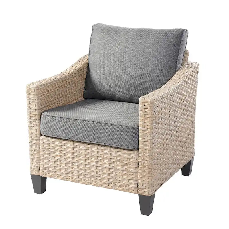 HOOOWOOO Set da conversazione in rattan per esterni da 5 pezzi con tavolo braciere
