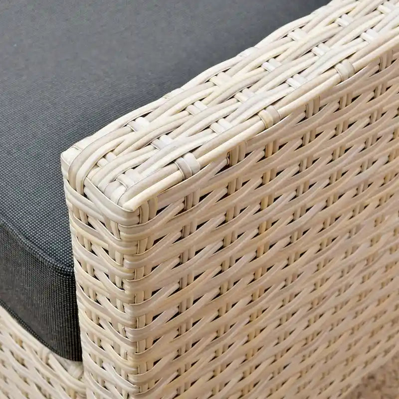 HOOOWOOO Set da conversazione in rattan per esterni da 5 pezzi con tavolo braciere