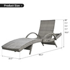 Set di 2 sedie a sdraio da 80L, poltrona reclinabile in rattan da patio con tavolino estraibile, schienale regolabile e lettini ergonomici a onda per prendere il sole