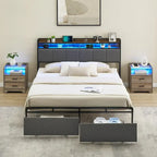 Letto imbottito con piattaforma in stile vintage con cassetti contenitore