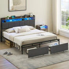 Letto imbottito con piattaforma in stile vintage con cassetti contenitore