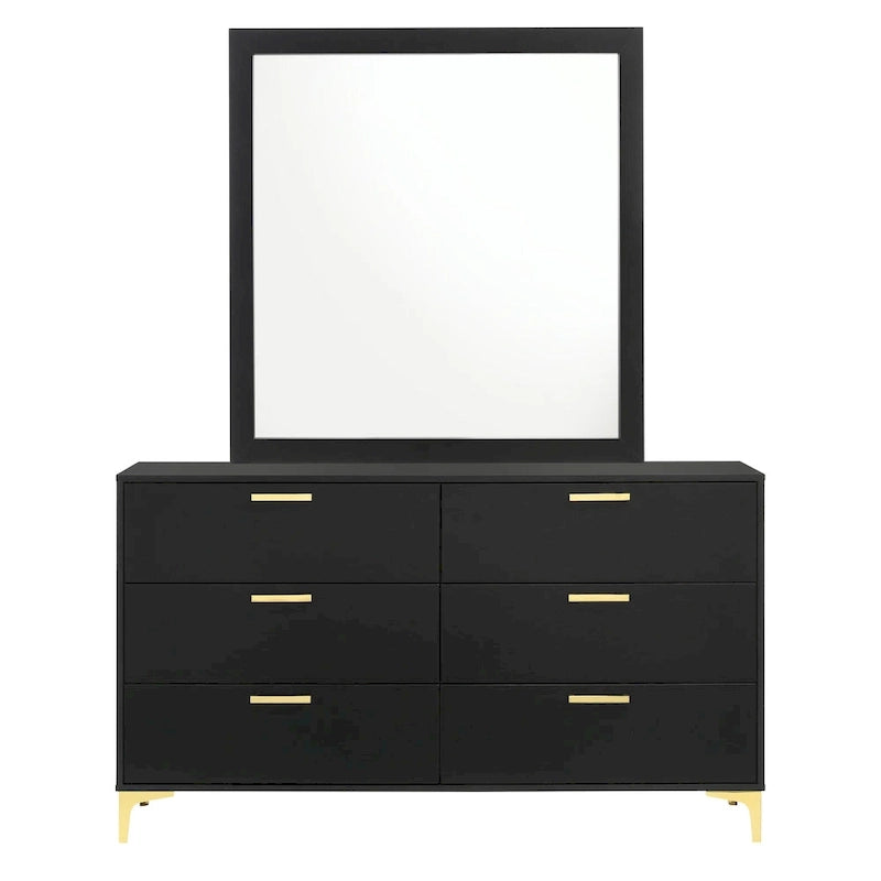 Set camera da letto Lexie 4 pezzi con pannello trapuntato nero e oro