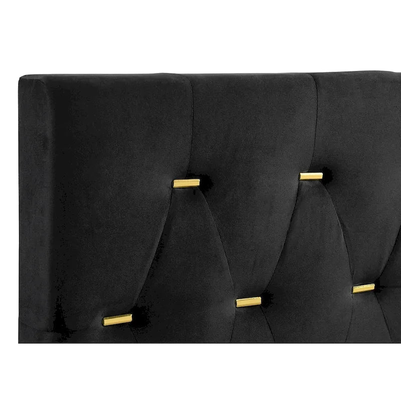 Set camera da letto Lexie 4 pezzi con pannello trapuntato nero e oro