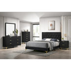 Set camera da letto Lexie 4 pezzi con pannello trapuntato nero e oro
