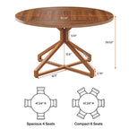 Tavolo da pranzo rotondo da 120 cm con base a piedistallo in metallo per 4-6 persone