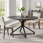 Tavolo da pranzo rotondo da 120 cm con base a piedistallo in metallo per 4-6 persone
