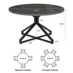 Tavolo da pranzo rotondo da 120 cm con base a piedistallo in metallo per 4-6 persone