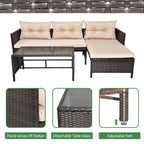 Salotto da conversazione componibile in vimini PE da esterno, 3 pezzi
