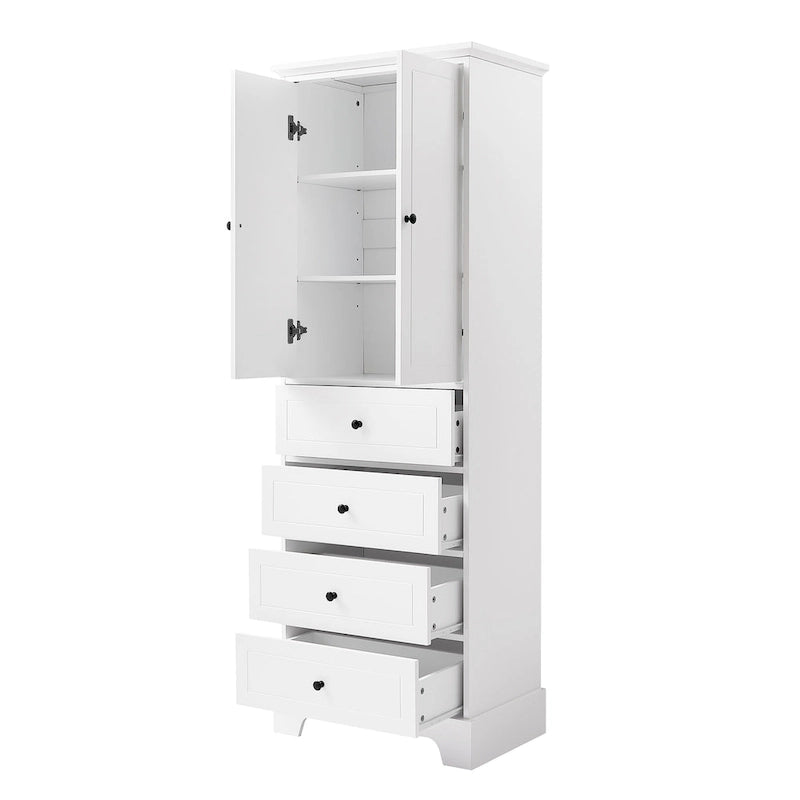 Mobile contenitore moderno con 2 ante e 4 cassetti per bagno, ufficio