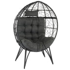 Sedia a uovo da patio in vimini con cuscino beige