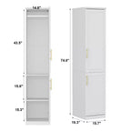 Famapy Armadio Guardaroba Modulare di Lusso Bianco con Dettagli Dorati: Ante a Pannelli + Design Ante Miste Elegante Armadio Su Misura per Camere da Letto