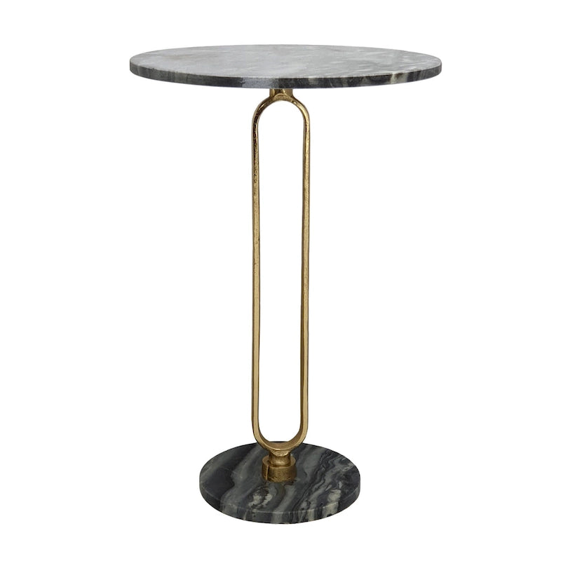 A&B Home Alexus Tavolo Ovale in Marmo Effetto Vapore - Nero/Oro