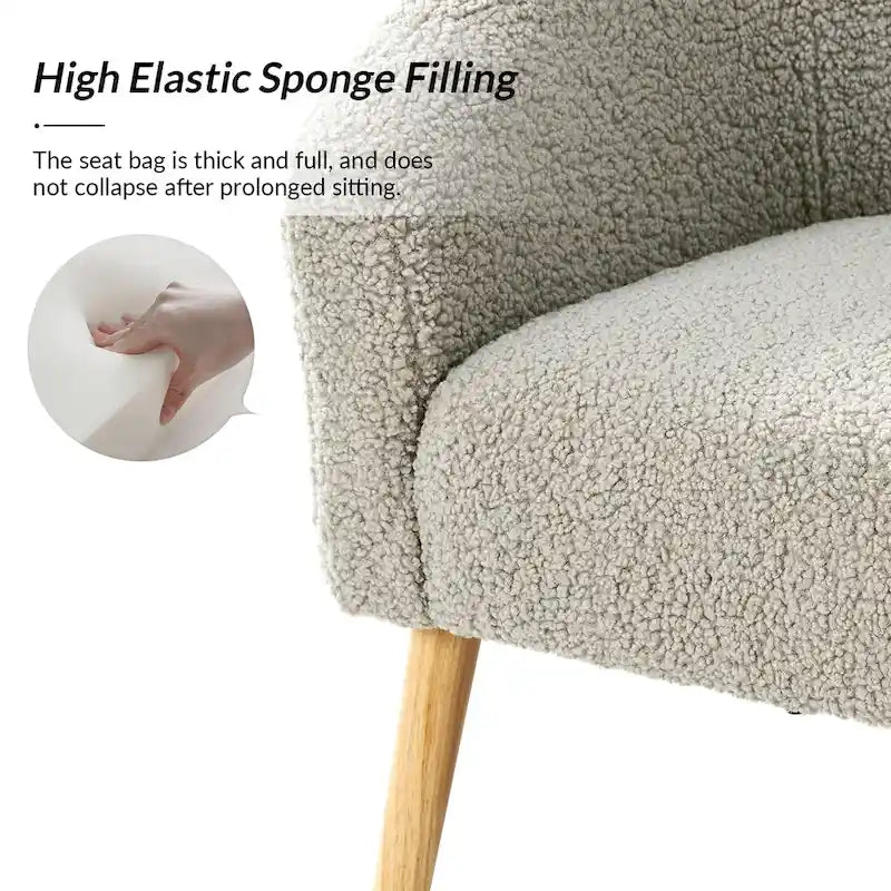 Poltrona Sheila Modern 30 W Boucle con gambe in legno massello, set da 2 di HULALA HOME
