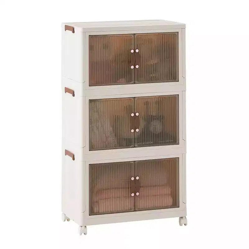 Contenitori pieghevoli 38/50/62 Armadietti portagiochi in plastica/Organizzatore impilabile per vestiti con ruote bloccabili, Bianco