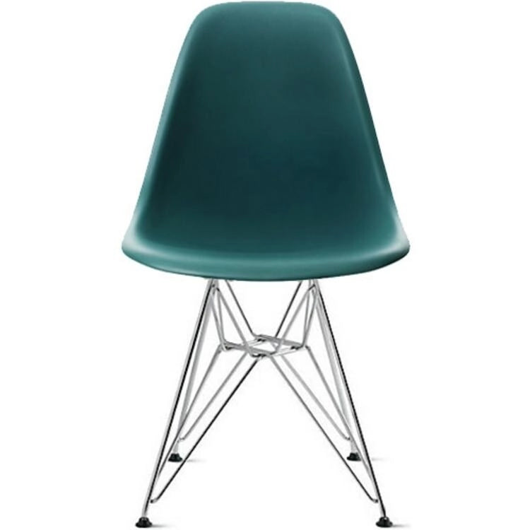 Chaises design en plastique Pieds filaires chromés argentés Rétro Salle à manger Accents Coque moulée Bureau Travail Base chromée Cuisine
