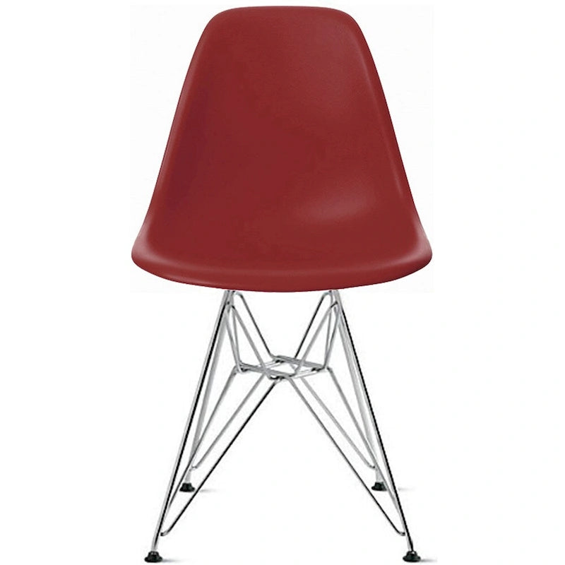 Chaises design en plastique Pieds filaires chromés argentés Rétro Salle à manger Accents Coque moulée Bureau Travail Base chromée Cuisine