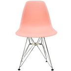 Sedie di design in plastica, gambe in filo cromato color argento, sedia da pranzo retrò, guscio sagomato, scrivania ufficio, base cromata, cucina