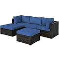 Set di divani da esterno in rattan a 5 pezzi con cuscino e pouf - 29,5 x 29,5 x 25 (L x P x A)