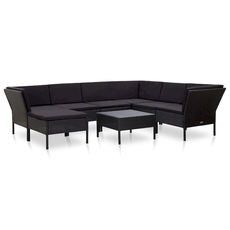 vidaXL Set divani da giardino a 8 pezzi con tavolino, in rattan - 60 x 60 x 35 cm