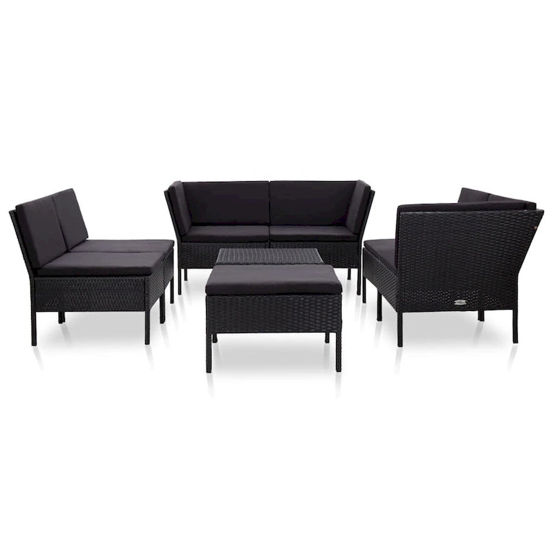 vidaXL Set divani da giardino a 8 pezzi con tavolino, in rattan - 60 x 60 x 35 cm