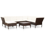 vidaXL Set divani da giardino a 8 pezzi con tavolino, in rattan - 60 x 60 x 35 cm
