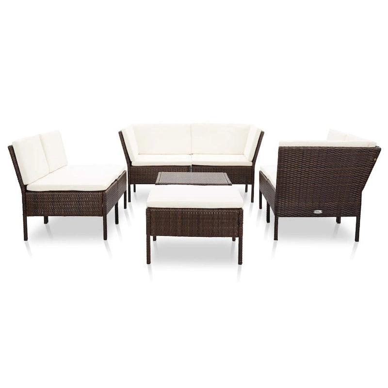 vidaXL Set divani da giardino a 8 pezzi con tavolino, in rattan - 60 x 60 x 35 cm