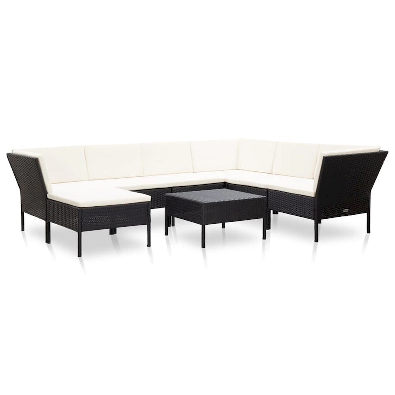 vidaXL Set divani da giardino a 8 pezzi con tavolino, in rattan - 60 x 60 x 35 cm