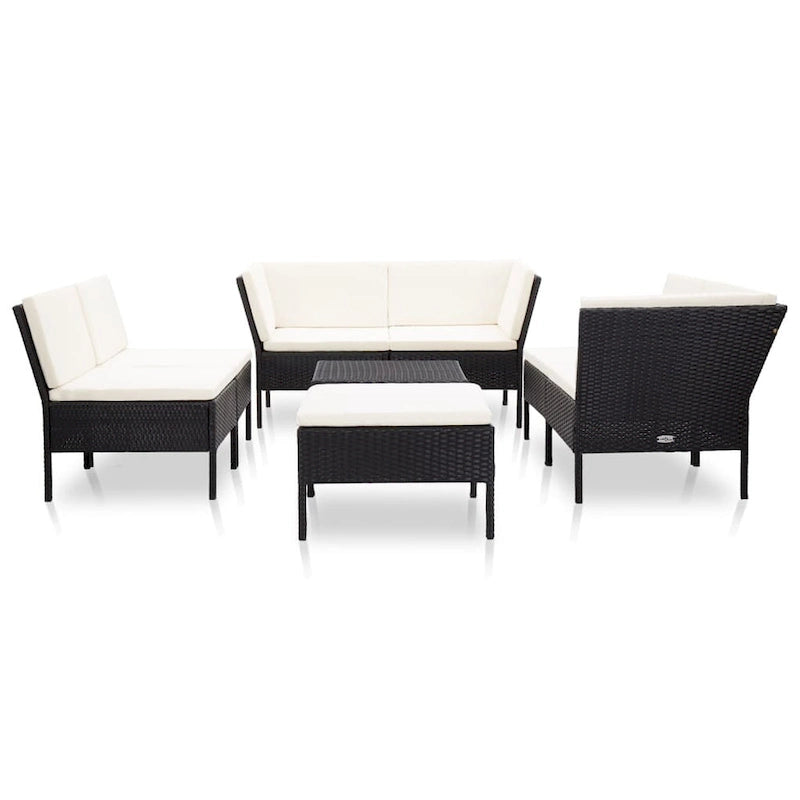vidaXL Set divani da giardino a 8 pezzi con tavolino, in rattan - 60 x 60 x 35 cm