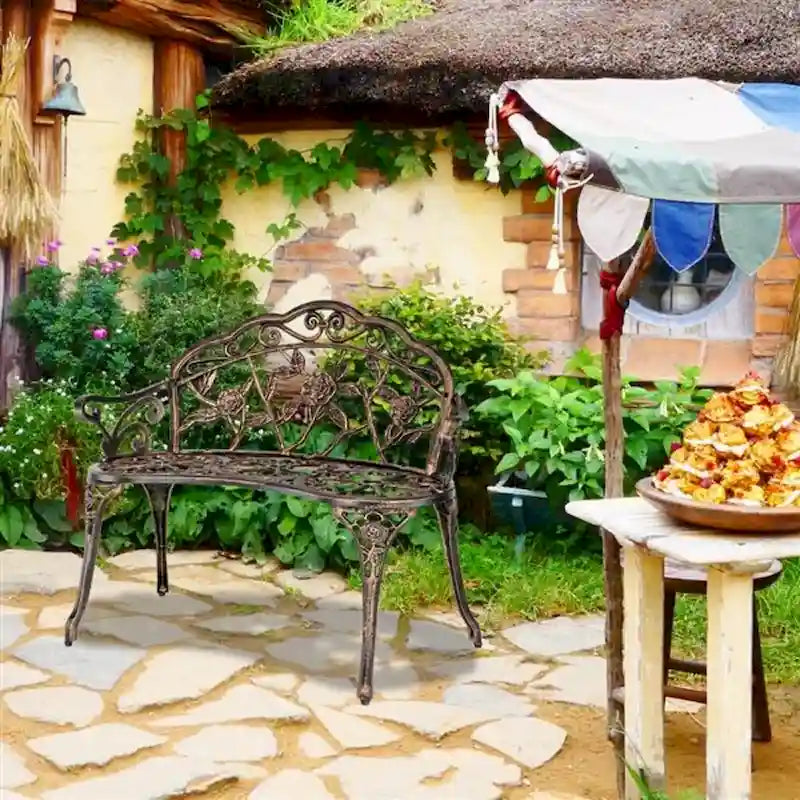 38.5 Sedia a Rosa in Alluminio Fuso per Esterni da Giardino, Decorazione da Cortile, per Parco e Tempo Libero - N/A