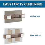 FITUEYES Mobile TV sospeso, centro multimediale da parete, console multimediale, mensola TV da parete in legno, grigio e bianco crema