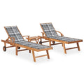vidaXL Patio Lounge Chair Outdoor Sunbed Sunlounger with Cushion Solid Teak - 76.8 x 23.4 x 13.8