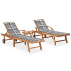 vidaXL Patio Lounge Chair Outdoor Sunbed Sunlounger with Cushion Solid Teak - 76.8 x 23.4 x 13.8