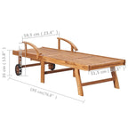vidaXL Sedia a sdraio per patio Lettino da sole per esterni con cuscino in teak massiccio - 76,8 x 23,4 x 13,8