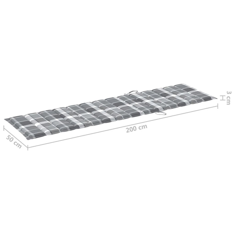 vidaXL Sedia a sdraio per patio Lettino da sole per esterni con cuscino in teak massiccio - 76,8 x 23,4 x 13,8