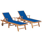 vidaXL Sedia a sdraio per patio Lettino da sole per esterni con cuscino in teak massiccio - 76,8 x 23,4 x 13,8