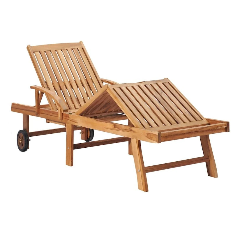 vidaXL Sedia a sdraio per patio Lettino da sole per esterni con cuscino in teak massiccio - 76,8 x 23,4 x 13,8
