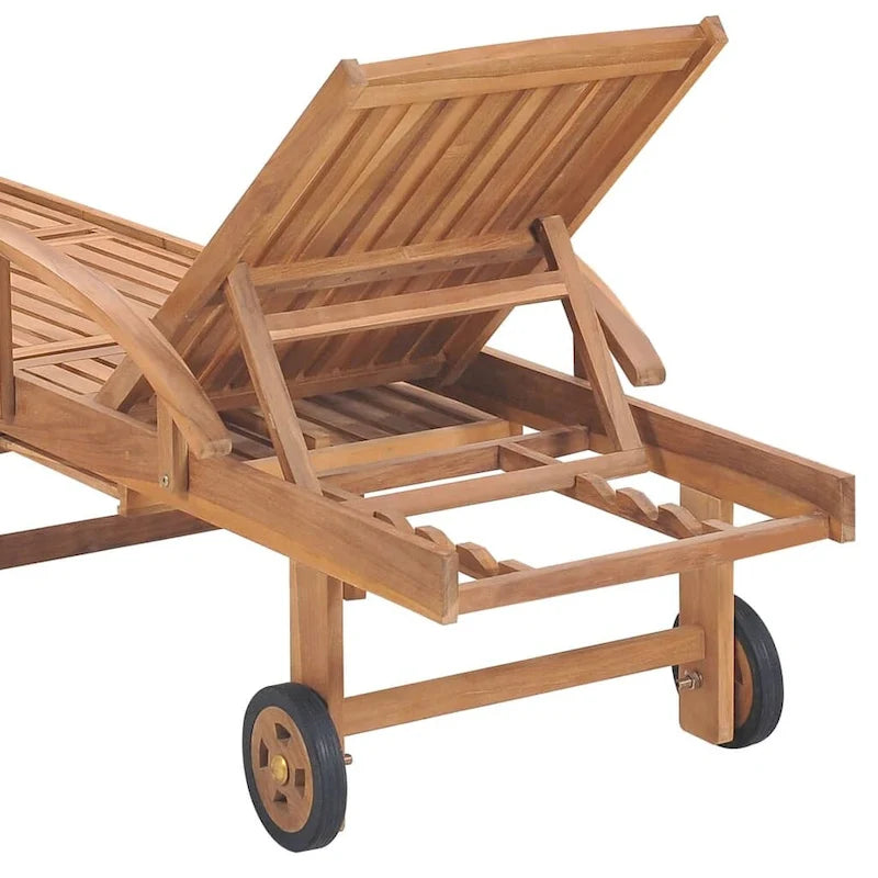 vidaXL Sedia a sdraio per patio Lettino da sole per esterni con cuscino in teak massiccio - 76,8 x 23,4 x 13,8