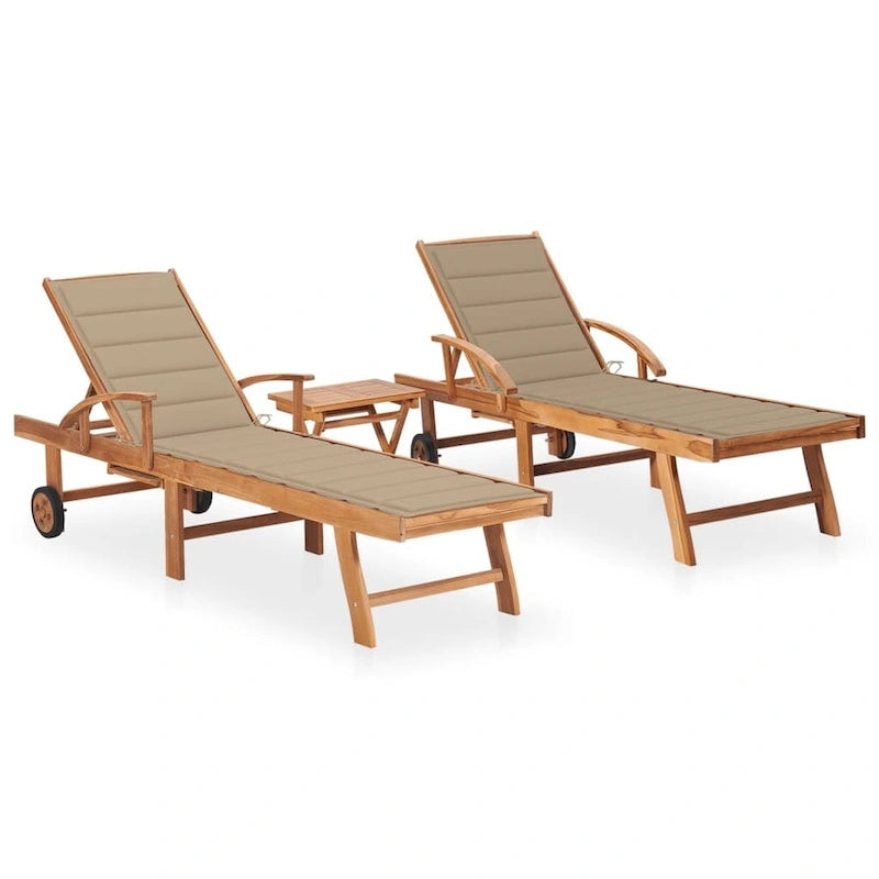 vidaXL Sedia a sdraio per patio Lettino da sole per esterni con cuscino in teak massiccio - 76,8 x 23,4 x 13,8