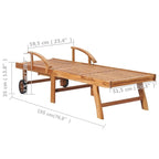 vidaXL Sedia a sdraio per patio Lettino da sole per esterni con cuscino in teak massiccio - 76,8 x 23,4 x 13,8
