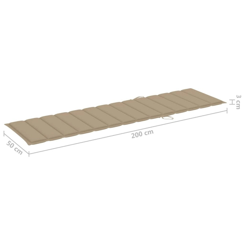 vidaXL Sedia a sdraio per patio Lettino da sole per esterni con cuscino in teak massiccio - 76,8 x 23,4 x 13,8