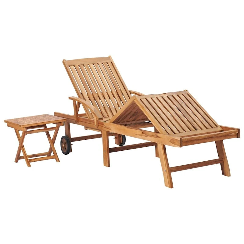vidaXL Sedia a sdraio per patio Lettino da sole per esterni con cuscino in teak massiccio - 76,8 x 23,4 x 13,8
