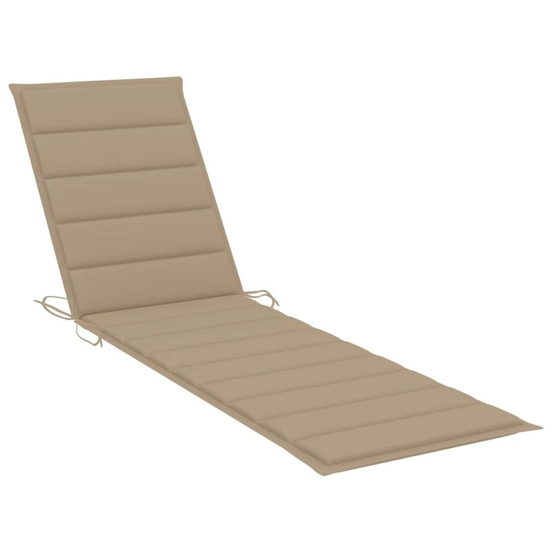 vidaXL Sedia a sdraio per patio Lettino da sole per esterni con cuscino in teak massiccio - 76,8 x 23,4 x 13,8