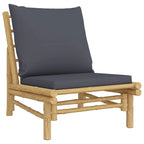 vidaXL Set Lounge da Esterno 3/4/5 Pezzi con Cuscini Grigio Scuro Bambù - 39,4 x 21,7 x 13