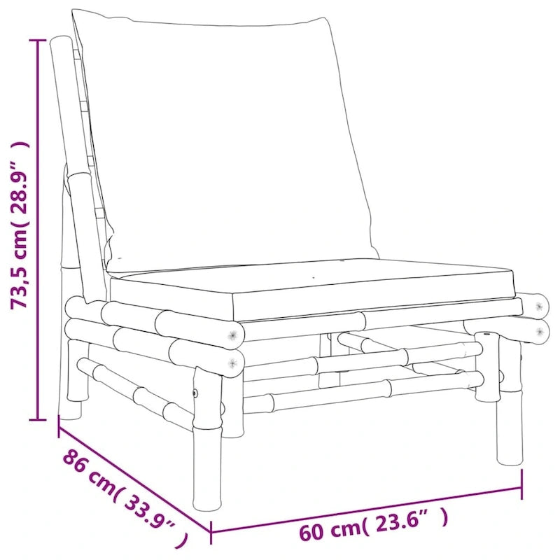 vidaXL Set Lounge da Esterno 3/4/5 Pezzi con Cuscini Grigio Scuro Bambù - 39,4 x 21,7 x 13