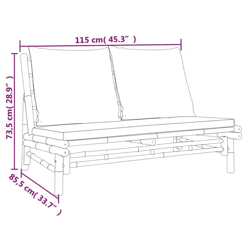vidaXL Set Lounge da Esterno 3/4/5 Pezzi con Cuscini Grigio Scuro Bambù - 39,4 x 21,7 x 13